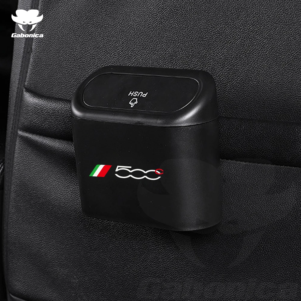New Car Trash Bin Hanging Vehicle Garbage Dust Case Storage Box Trash Can For Fiat 500 500C 500X 500L Auto Interior Accessories