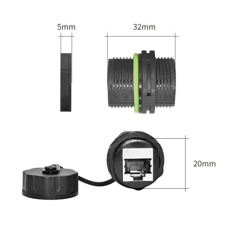Фото Сетевой панельный соединитель YXY RJ45, IP68 Ethernet, двойной размер M20/M23 CAT5E/CAT6/CAT6A, водонепроницаемый наружный проводной соединитель №2