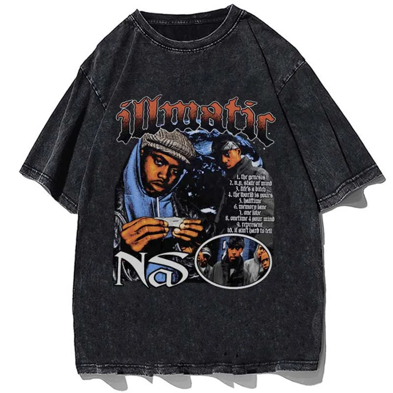 

Nas Illmatic Print Tee Tops Women Cotton Fashion Clothes T Shirt Summer O-neck Oversize T-Shirts Men Unsiex Hip-hop Tshirts