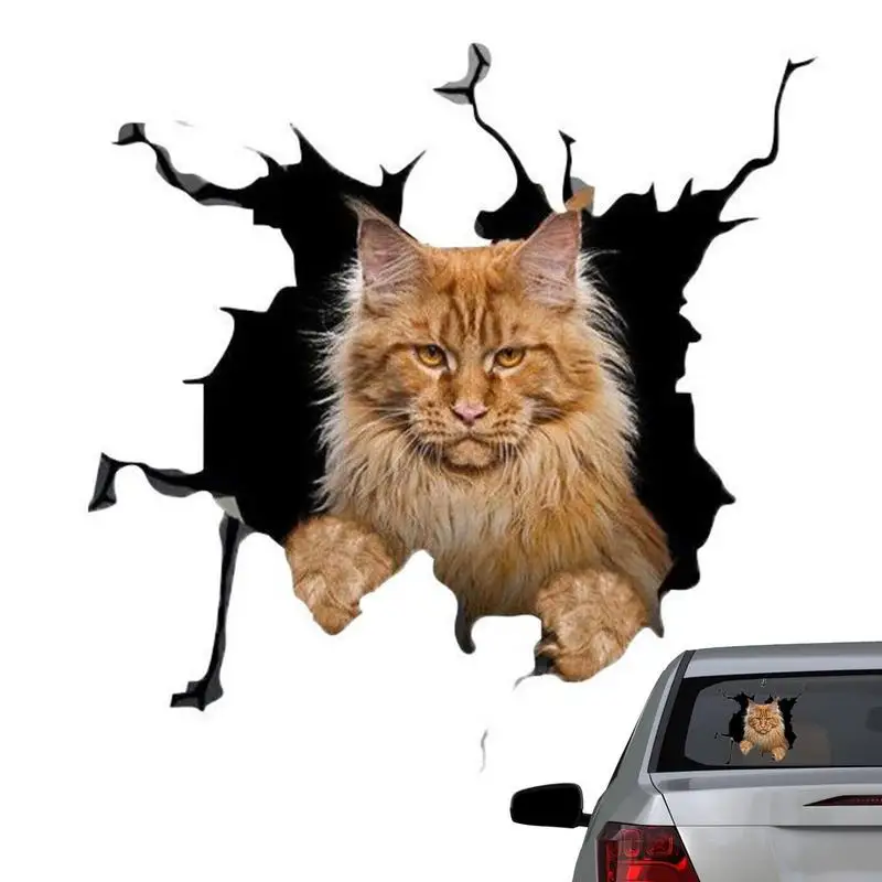 

Cat Stickers For Cars 3D Stickers Cat Decals Cat Car Cracking Sticker Waterproof Scratches Cover Car Door Window Cling For