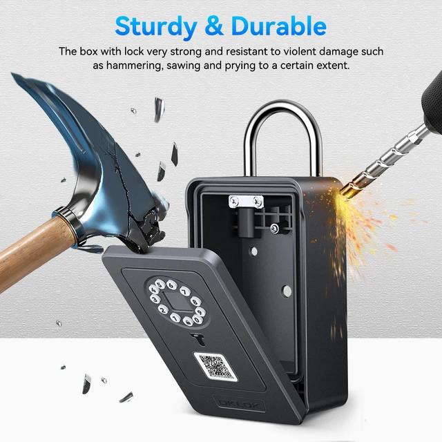 Camluxy Smart Key Box Fingerprint Safe Storage Lock Key 6 Digital Password Code Security Lockbox Combination Code IC Card Unlock 4