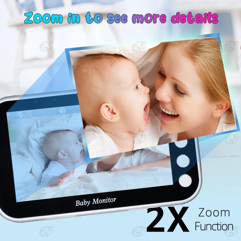 4.3 Baby Monitor with Camera Pan-Tilt 2X Zoom Babyphone 2000mAh 12-Hour  Battery Life 2-way Talk Night Vision VOX Temperature - AliExpress