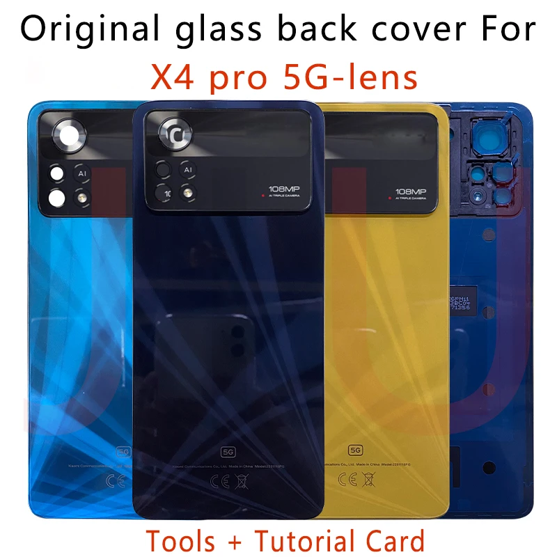 

6.67"For Poco X4 Pro 5G Back Battery Cover Glass Panel Rear Housing Door Case Pocophone Replacement For Poco x4 pro 5g