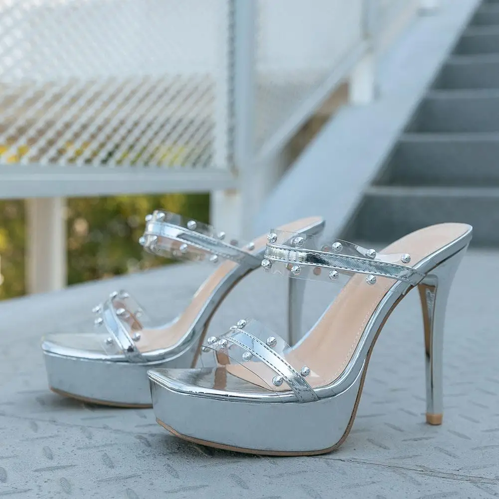 silver rhinestone heels