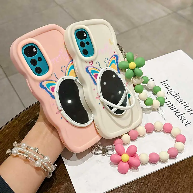 Cartoon Butterfly Phone Case Set: Includes Case, Lanyard, and Stand