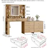 Makeup Vanity with Large Mirror, Light, and Charging Station, Modern Corner Makeup Vanity with 8 Storage Drawers and 8 Shelves 6
