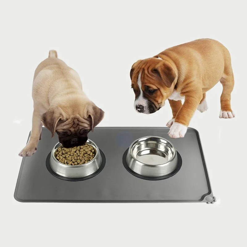 Dog Mat Waterproof Pet Mat Solid Color Silicone Pet Food Pad Bowl Drinking Feeding Placemat Easy Washing