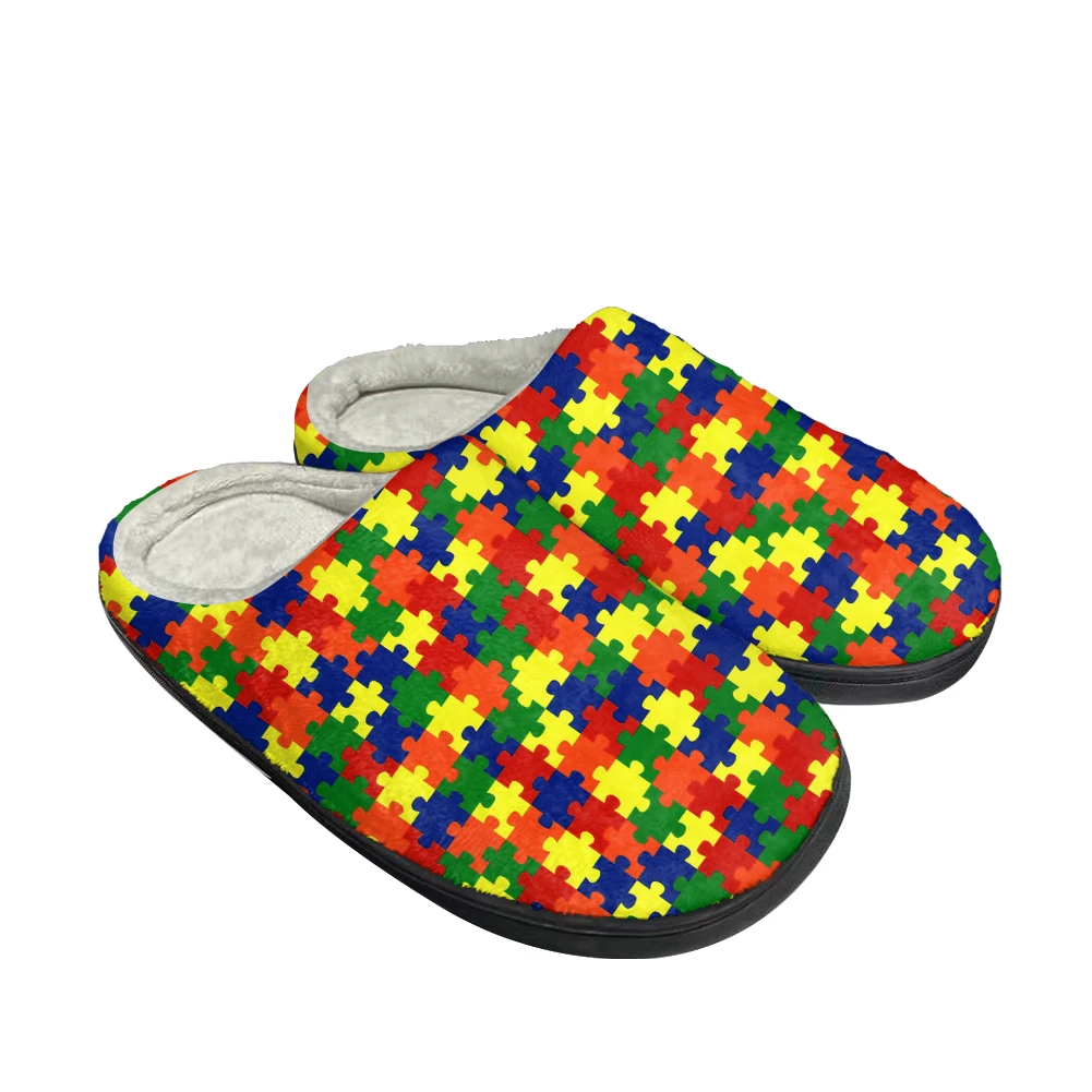 

Fashion Cotton Custom Slippers Mens Womens Autism Awareness Jig Sandals Plush Casual Keep Warm Shoes Thermal Comfortable Slipper