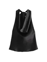 Women's Flowing Draped Halter Neck Tank Tops With Bow Tied, Backless, Sleeveless, Female Camis, Sexy, Fashion - Image 5