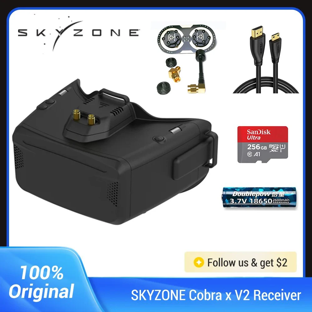 Lunettes FPV Skyzone Cobra X - Écran 1280x720, Récepteur 5.8GHz 48 Canaux - Pour Drone Racing