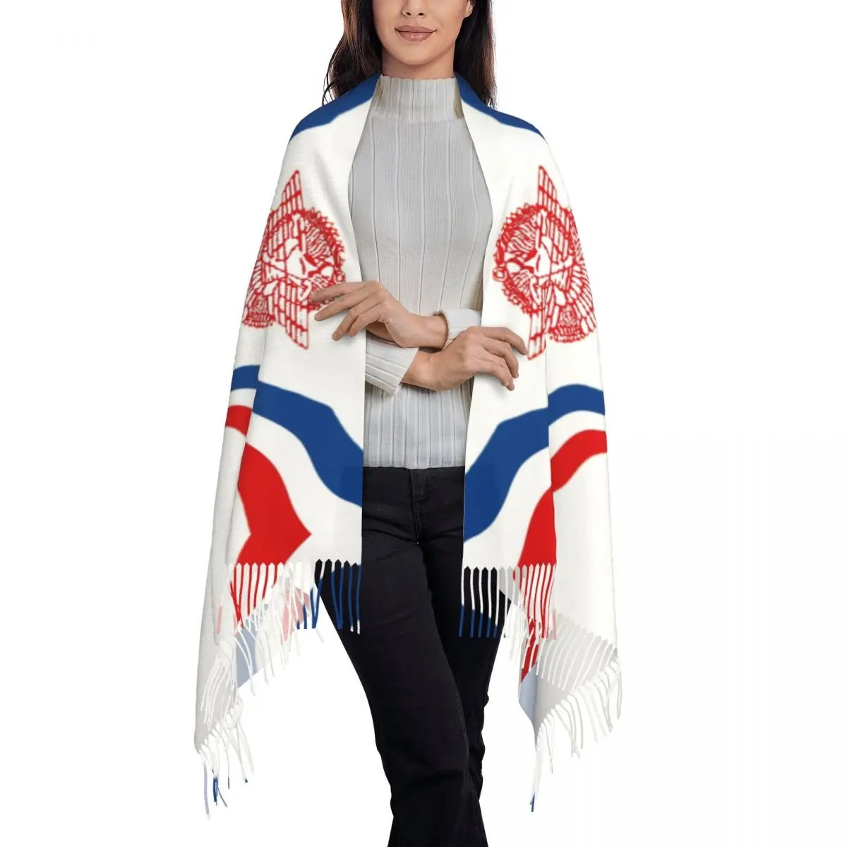 Personalized Printed Assyrian Suryoyo Flag Scarf Women Men Winter Fall Warm Scarves Syriac Aram Shawls Wraps 3