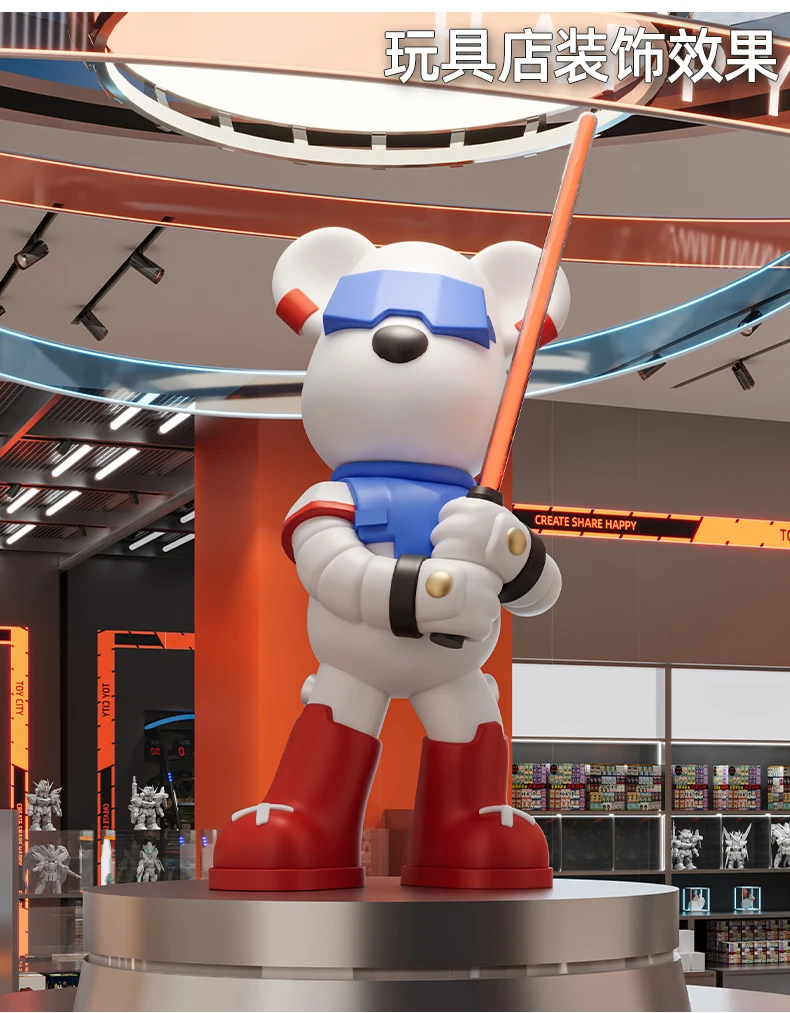 Cool Lightsaber Violent Bear Floor Ornaments Light Luxury Living Room TV Cabinet Decoration Home Ornaments Sculpture