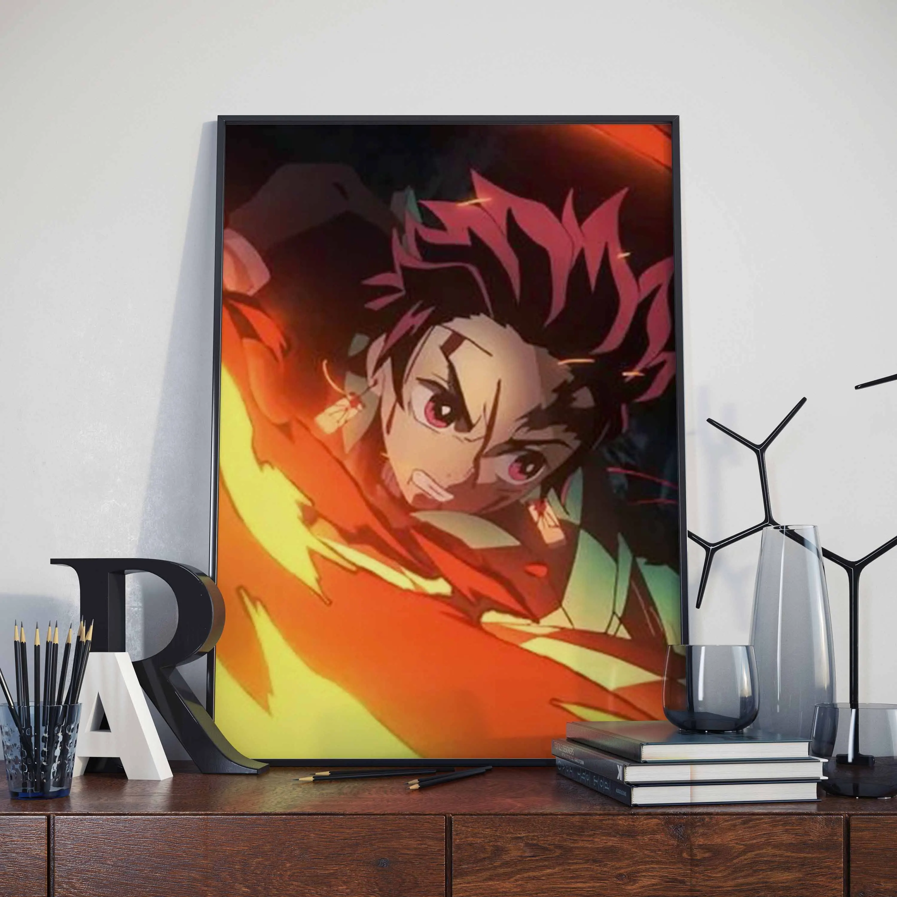 Anime Demon Slayer Corps Tanjiro Muzan Kibutsuji Demon King Flame Hashira  Charming Villain Epic Fan Art Canvas Art Poster and Wall Art Picture Print  Modern Family bedroom Decor Posters 12×18inch(30×45 : 