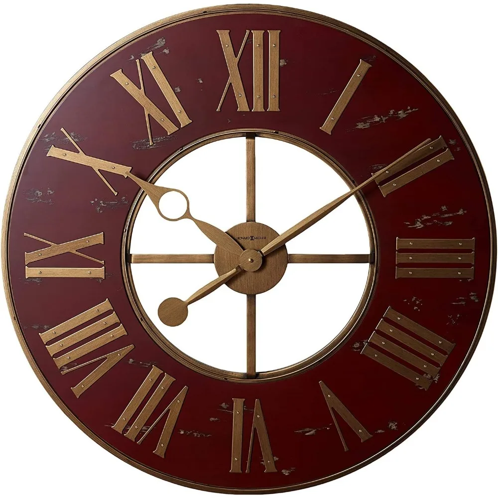 

Boris Wall Clock 625-649 – Red Wrought Iron with Quartz Movement 81"W x 32"H Special Reserve wall clock living room decor