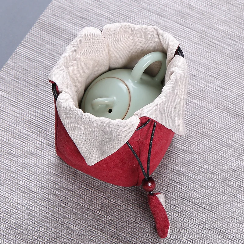 Thickened Multi-Functional Cotton And Linen Teaware Bag Teapot Storage Bag Portable Travel Teapot Set Tea Accessories LC652