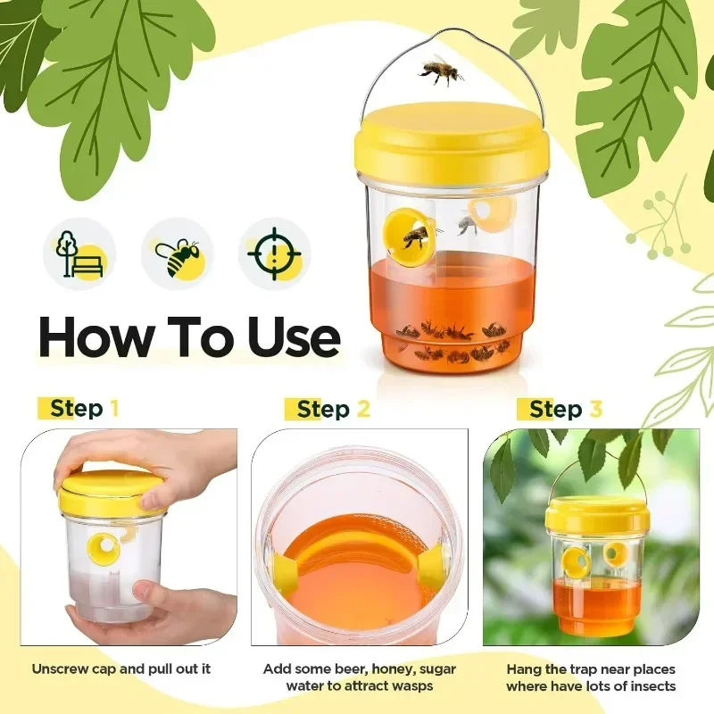 Waterproof Reusable Wasp and Hornet Trap for Indoor and Outdoor Pest Control