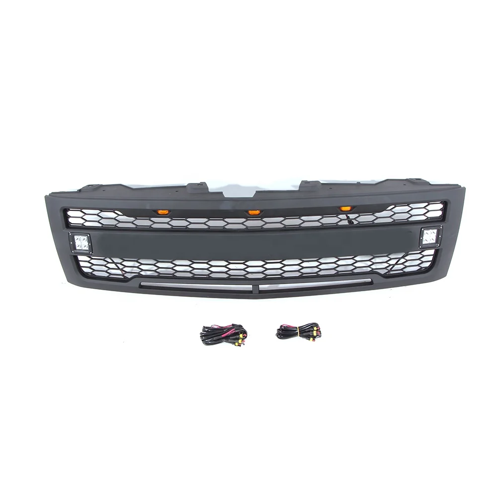

Suitable for Chevrolet Silverado 2007 2008 2009 - 2013 4x4 Abs Black Parts Grill Front Grille Car Grills with Side Lights