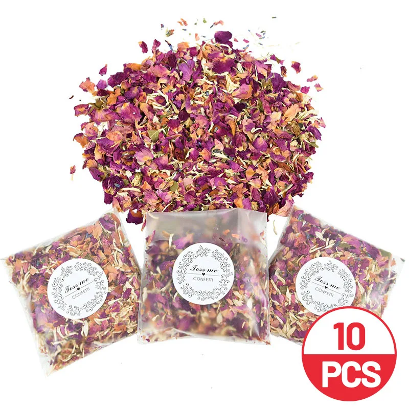 

10Packs Natural Wedding Confetti Dried Flower Rose Petals Pop Bridal Shower Birthday Party Decoration DIY Valentine's Day Gift