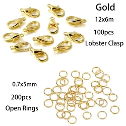 Vibrant Jewelry Making Kit: 300 - Piece Ring and Clasp Set for Creative DIY Projects (Gold set)