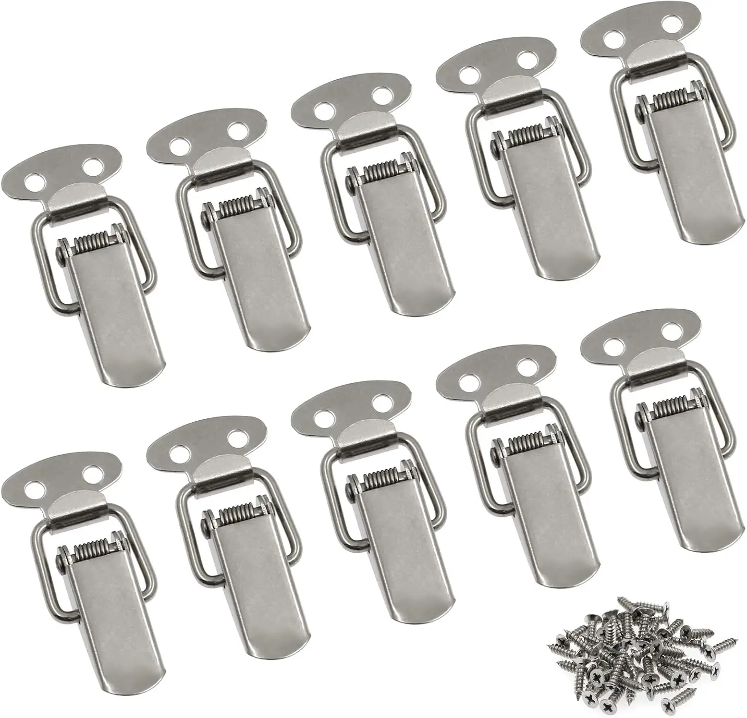 Stainless Steel Spring Loaded Toggle Lock Clasp Buckle Latch for Cabinet Boxes Suitcase Toolbox Trunk Case and Chest 2PCs
