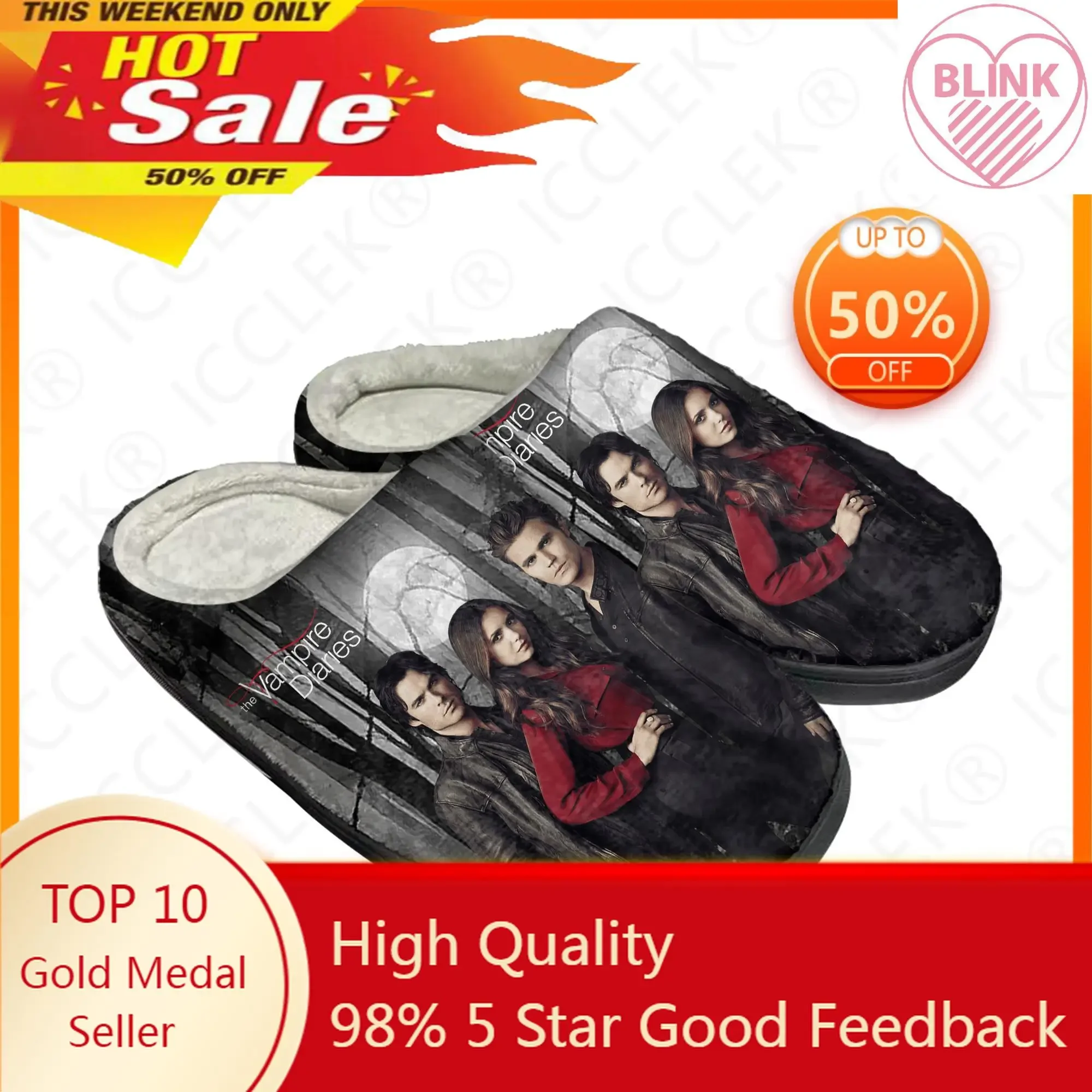 

The Vampire Diaries Damon Salvatore Home Cotton Custom Slippers Mens Womens Sandals Plush Casual Keep Warm Shoes Thermal Slipper