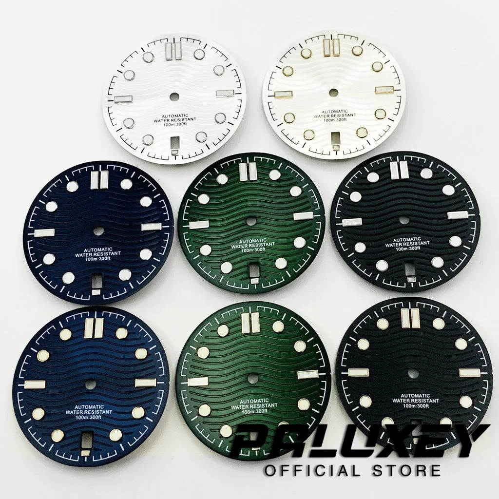 31mm NH35 Black White Blue Watch Dial Luminous 6 o'clock Date Window Watch Faces for NH35/NH35A/4R/7S Movement Replacement Parts watch dial accessories,watch face accessories