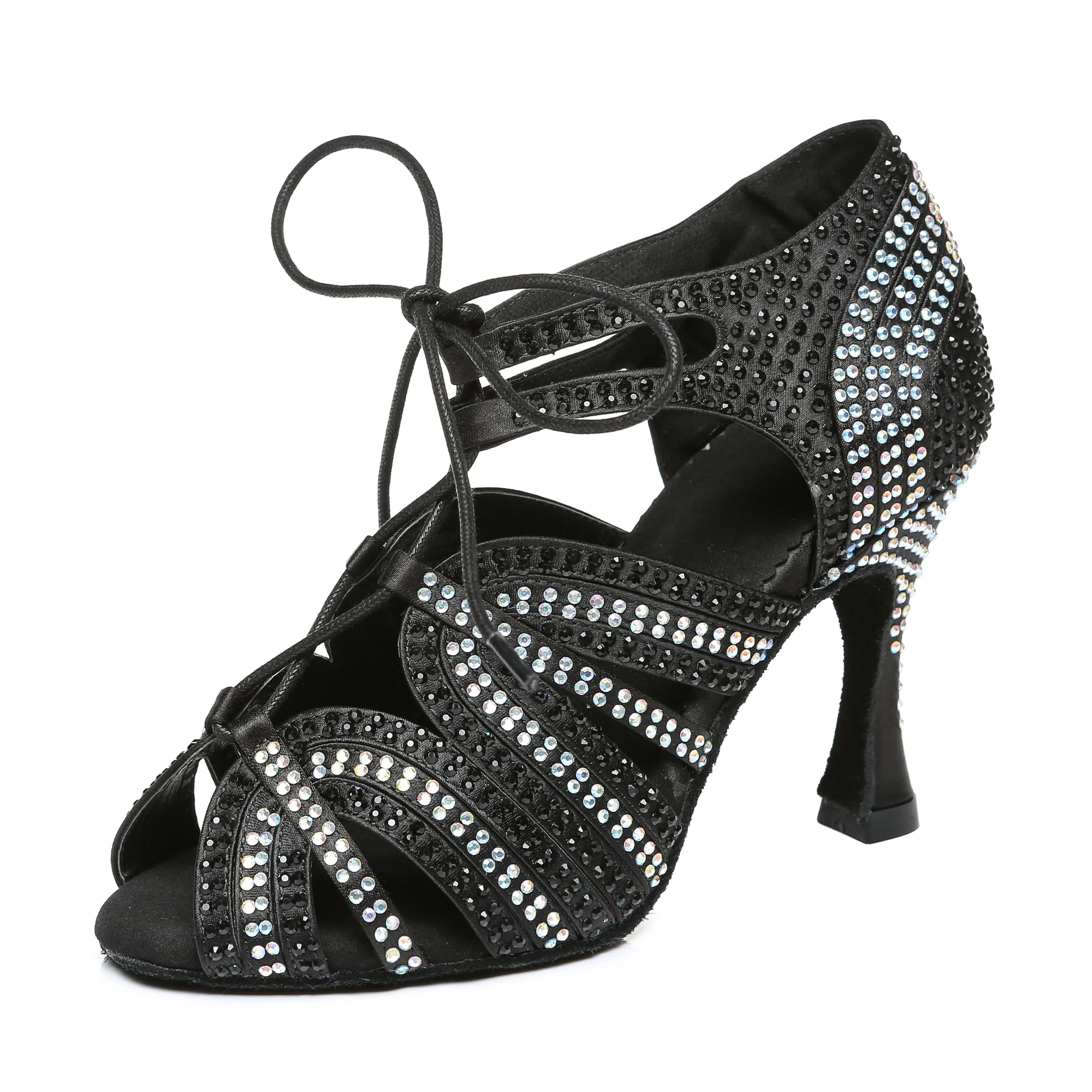 

2021 new latin dance shoes stage performance dance shoes medium high heels soft bottom hot drill just thick bottom salsa dance