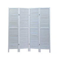 Sycamore wood 4 Panel Screen Folding Louvered Room Divider - Old white 2