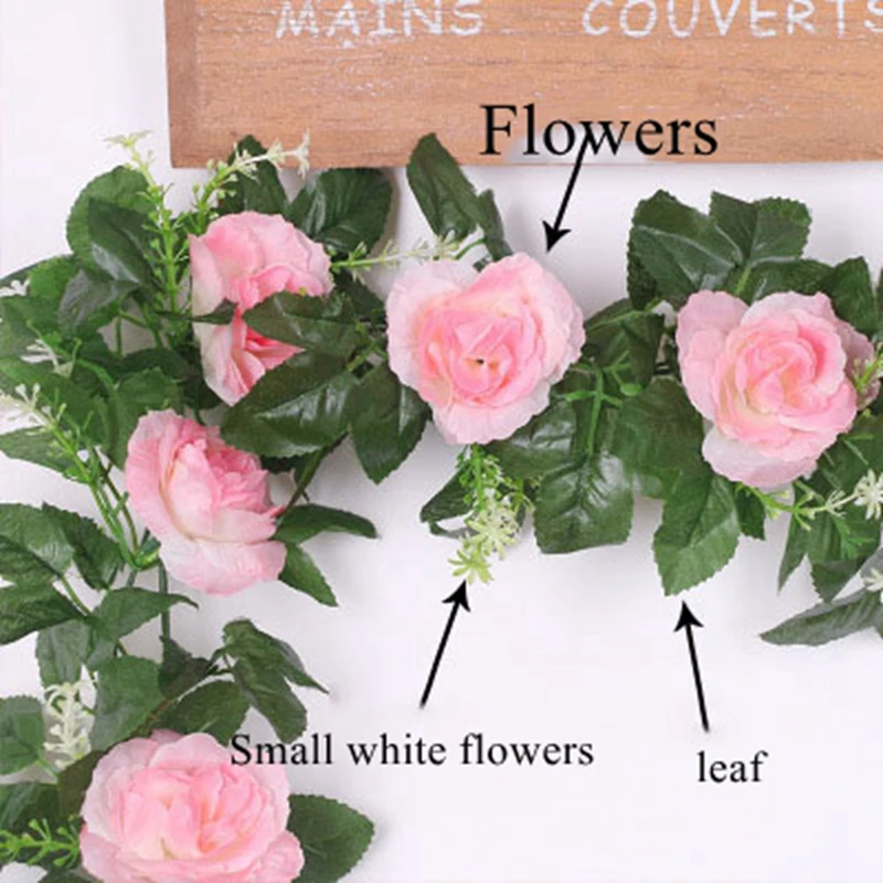 Zerolife Artificial Flower Decor Rose Silk Flower Garland For Wedding Decoration Simulation Dried Vines Home Garden Decorations