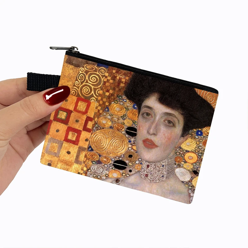 Vintage Painting Kiss / Water Lily Mini Wallet Monet / Gustav Klimt Coin Purse Women Girls Cash Wallet Money Zero Bag Mini Pouch