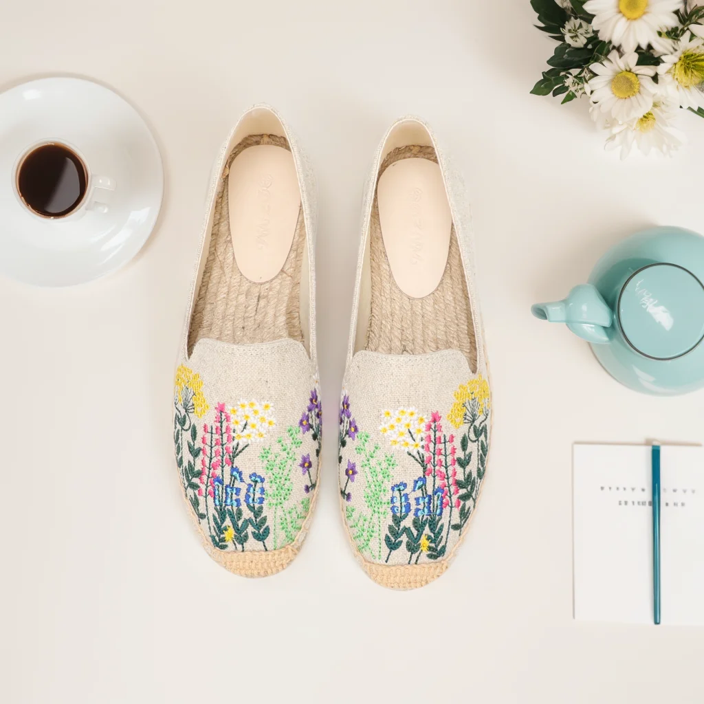 623128-a7fa69.png Espadrilles Women's Casual Flats Shoes with Embroidered Hemp Flat Platform, Round Toe Spring/Autumn Comfortable - Image 1