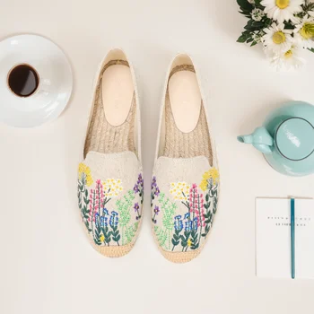 Espadrilles  Women's Casual Flats Shoes with Embroidered Hemp Flat Platform, Round Toe Spring/Autumn Comfortable 1