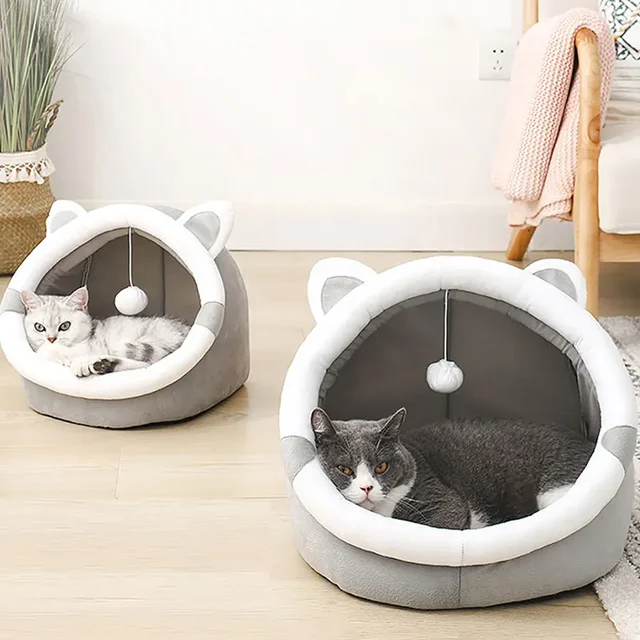 Pet Tent Cave Bed for Cats Small Dogs Self-Warming Cat Tent Bed Cat Hut Comfortable Pet Sleeping Bed Foldable Removable Washable 4