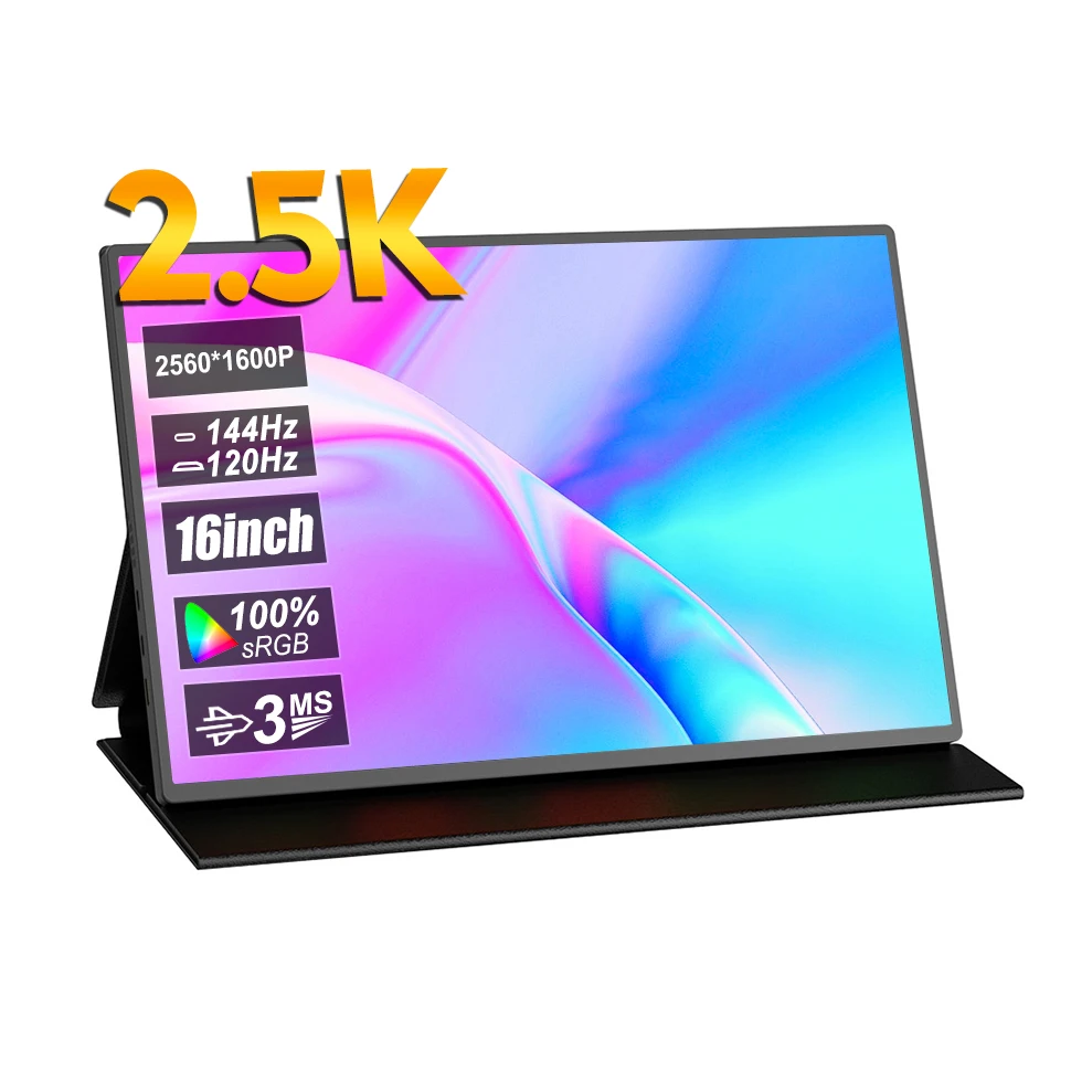EGOBAS 16 дюймов 2,5 K 144hz портативный монитор 2560*1600 16:10 100% DCI-P3 400Cd/м² 3ms игровой дисплей для ноутбука переключатель PS4/5 Xbox