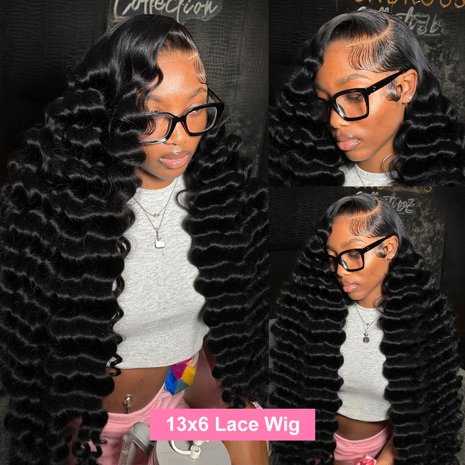 200% Loose Deep Wave 13x6 Lace Front Human Hair Wigs 30 40 Inch Brazilian Curly Water Wave HD Lace Frontal Wig For Women 4