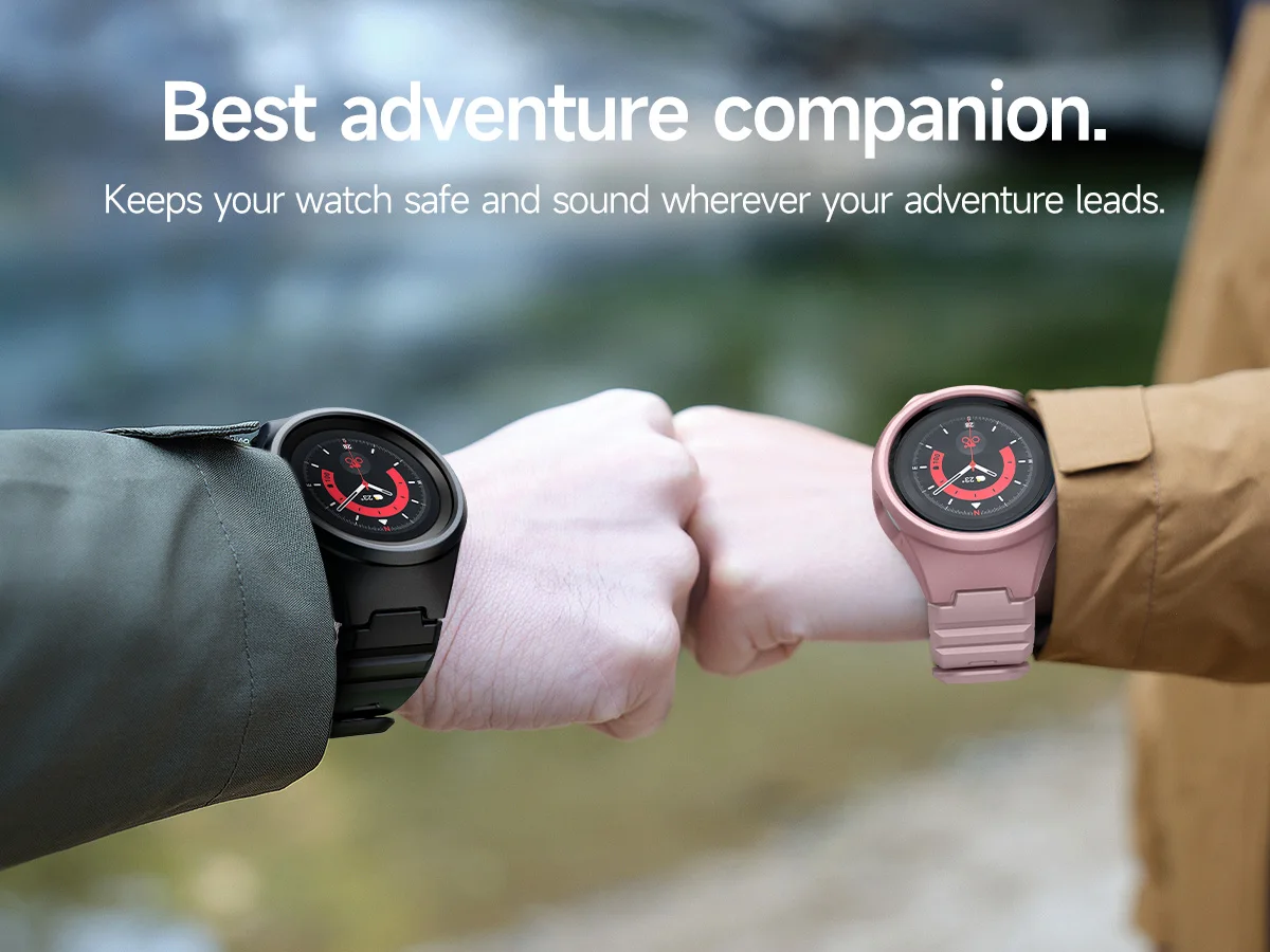 Dexnor für Samsung Galaxy Watch 5 Pro-Armband mit Gehäuse 45 mm (2022) Robustes, stoßfestes Uni-Body-Design mit verstellbarem Uhrenarmband – Detail 8