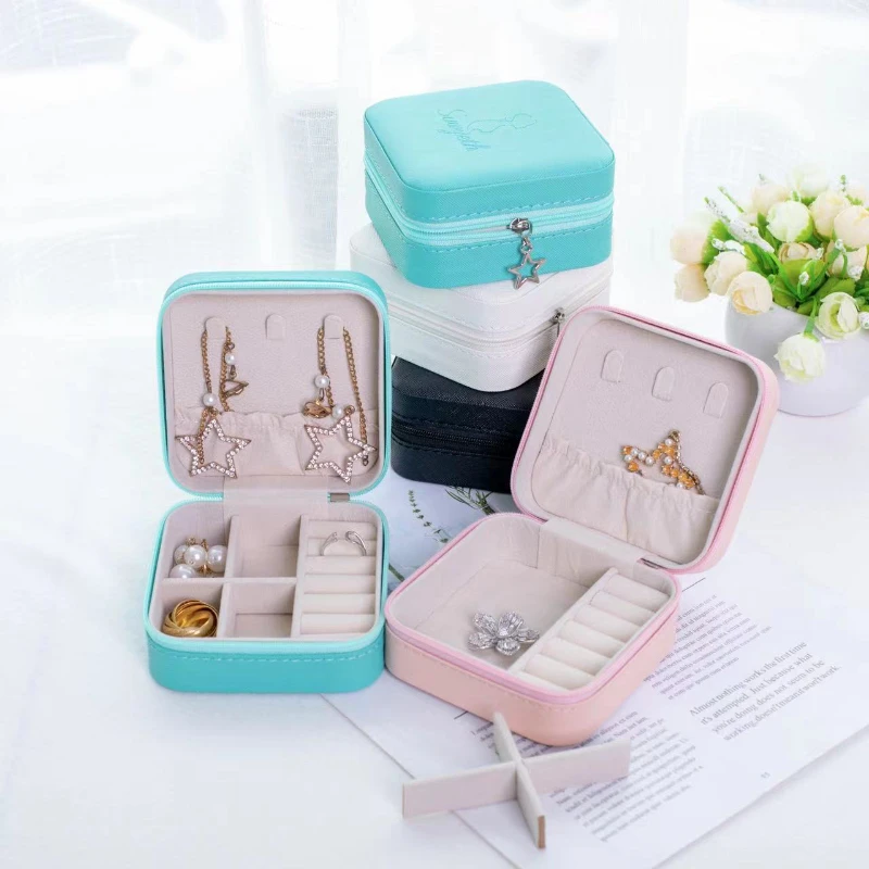 1pc Portable Jewelry Box, Minimalist Multi-grid Jewelry Storage Box For Home