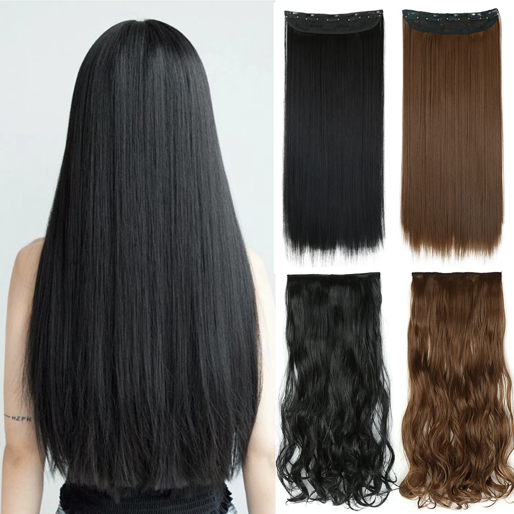 Synthetic 5 Clip In Hair Extensions hair extensions Long Straight Hairstyle Hairpiece For Women