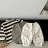 Spring And Autumn Newborn Baby Girls And Boys Trousers Cotton Solid Travel Simple Elastic Waist Korean Fashion Soft Casual 3