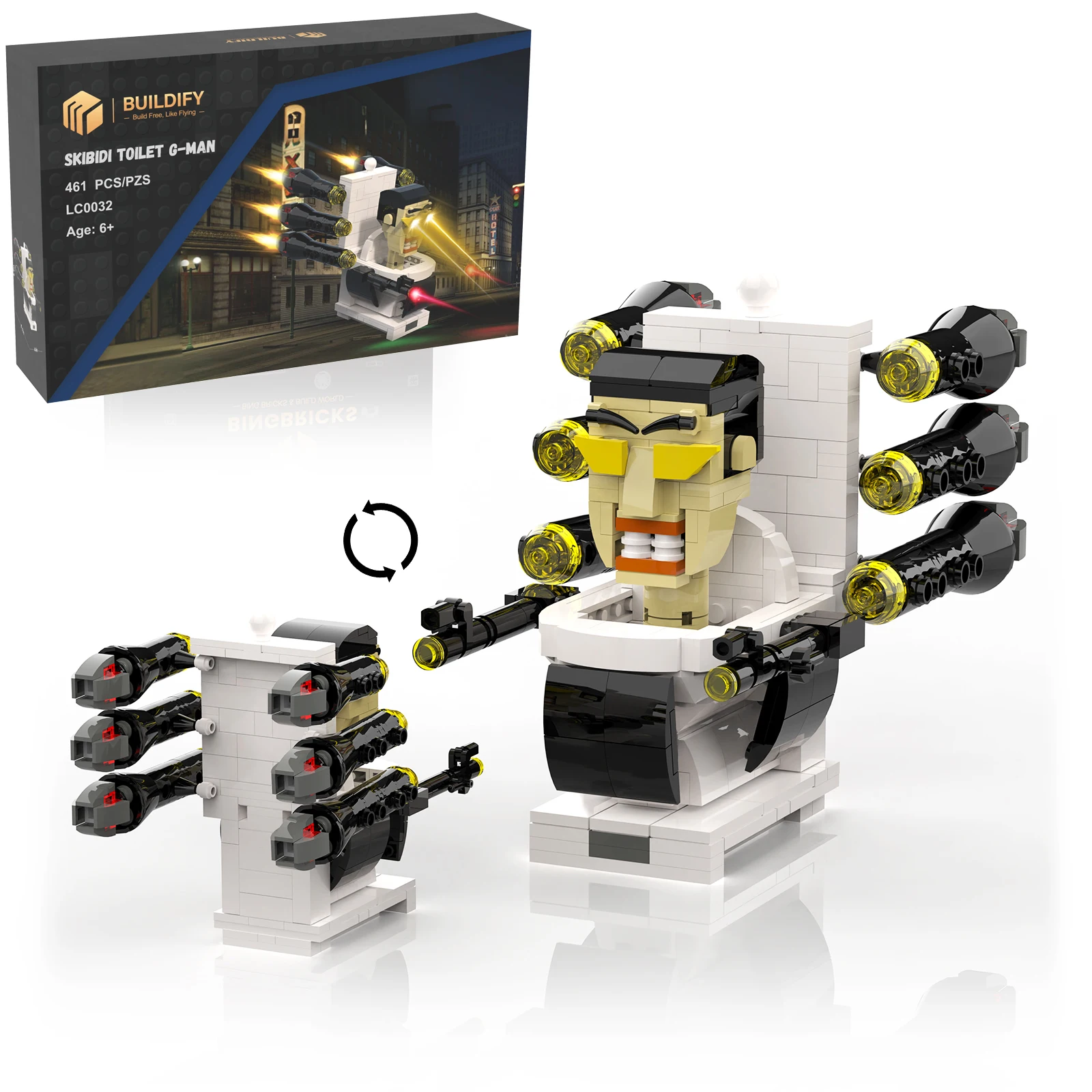 Skibidi Toilet Game G-Man Super Toilet Man Figure Model Character Block Assembly Building Brick Parts Toy For Children Regalo Di Natale