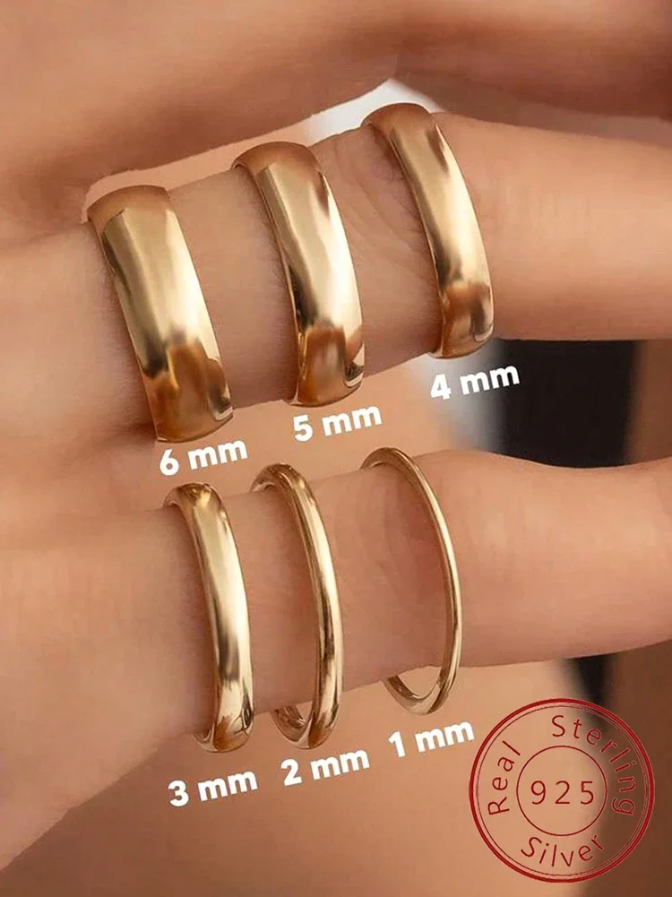 Shestyle 925 Sterling Silber schlichter 1mm 2mm 3mm 4mm Aperture Fashion Ring für Damen, Alltags- und Party-Schmuck, hochwertiger feiner Schmuck