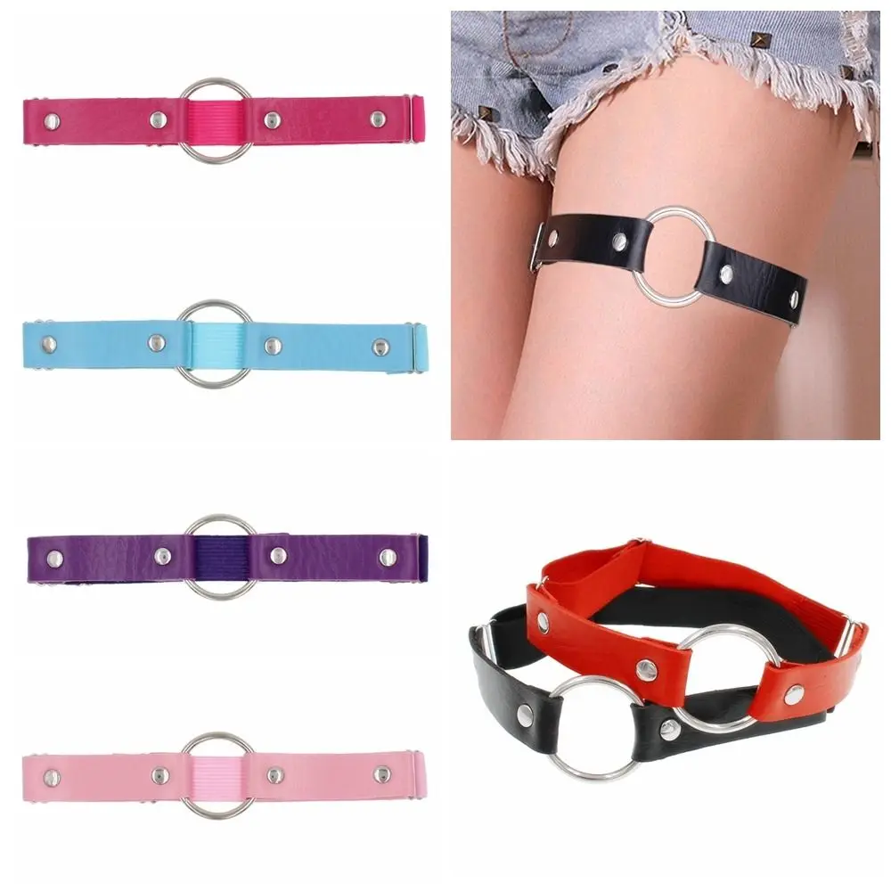 

Rock Garter Belt Gothic Leather Round Elastic Leg Loop Sexy Leg Necklace Girl