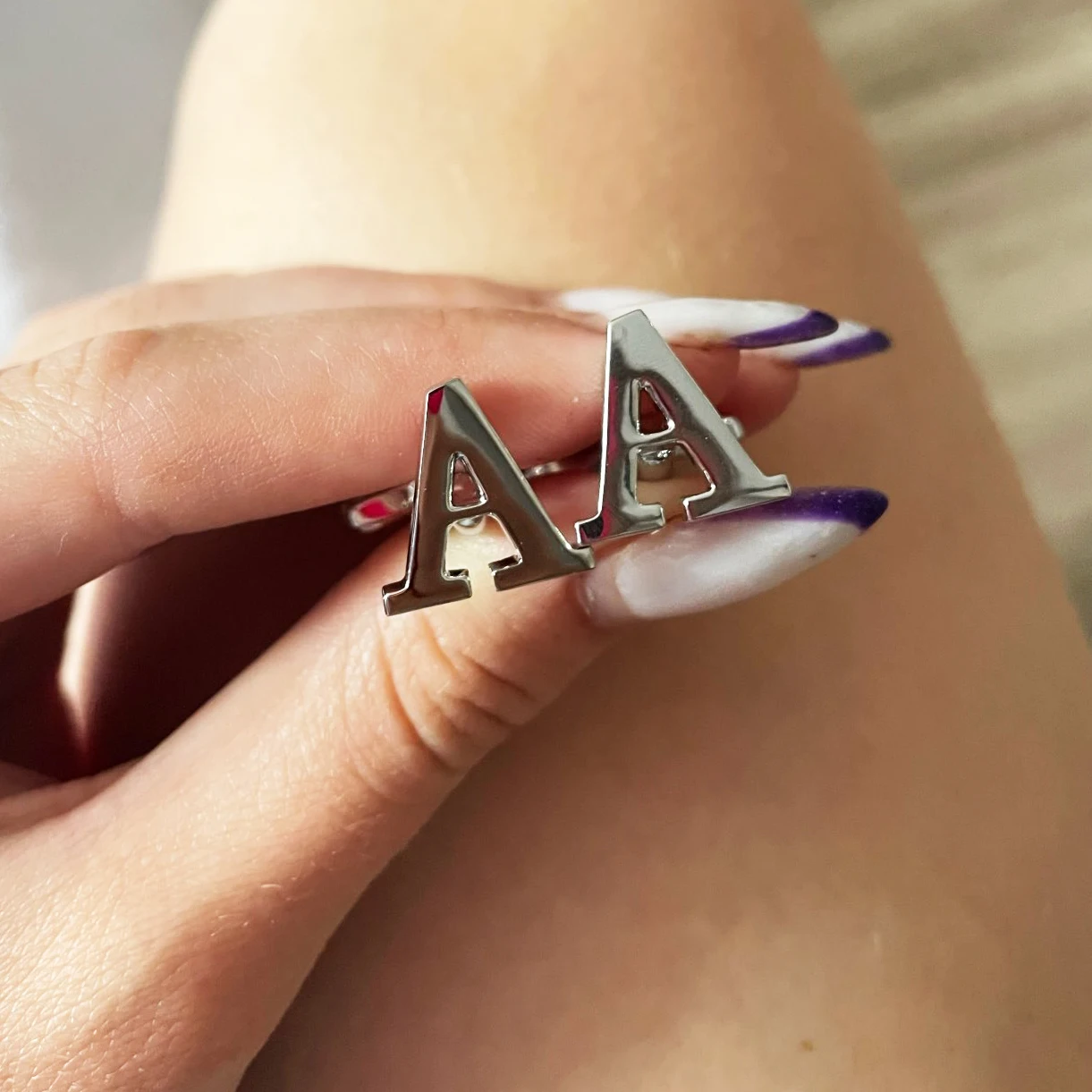26 Letters A-Z Brass Silver Color Cufflinks Men's French Shirt Cuff Links Male Gemelos Bouton Manchette Crystal Cufflinks