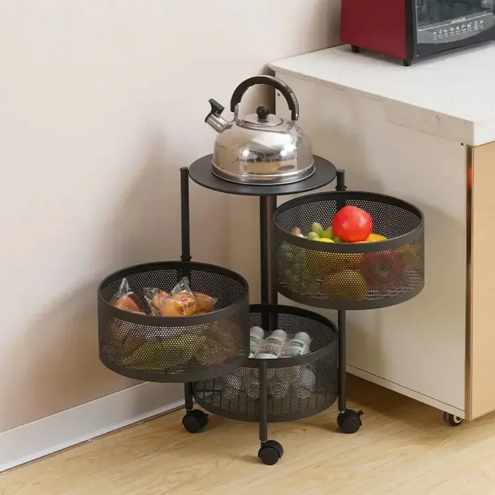 Circular Kitchen Storage Rack Multi-Layer Vegetable Basket Round Kitchen Rotating Storage Rack Circular
