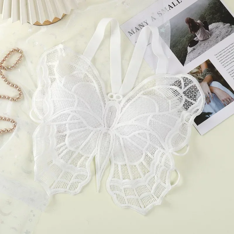 Women Lingerie Bra Sexy Butterfly Lace Backless All-in-one Bralette Flower Hollow-out