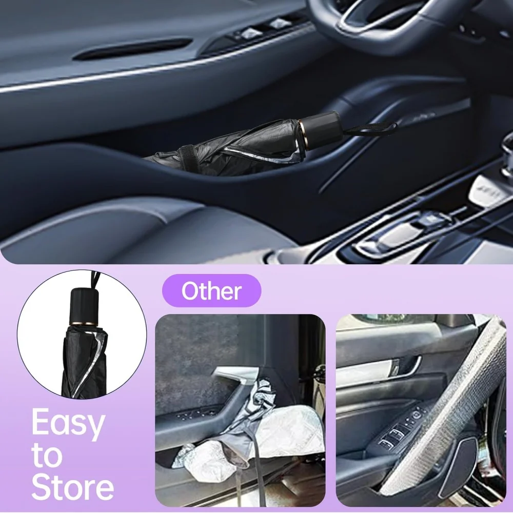 Car windshield sunshade, upgraded foldable car sunshade. Protect the interior of the car from sunlight and keep it cool. 4