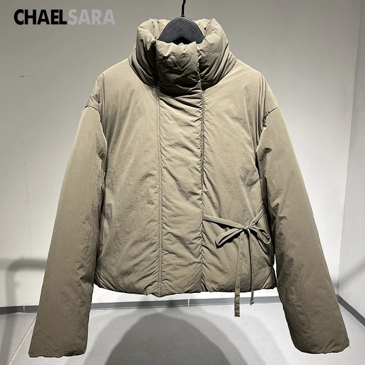 Stand Collar Padded Jacket Women's Casual Long Sleeve Loose Fitting Warm Coats 2026 Autumn Winter Female Outerwear