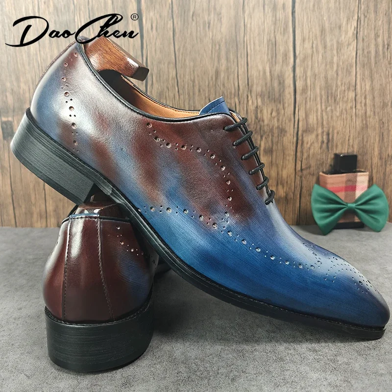 LUXURY FASHION DESIGNER MEN LEATHER SHOES LACE UP POINTED MIXED COLOR CASUAL DRESS MAN SHOE WEDDING OFFICE OXFORD SHOES FOR MEN