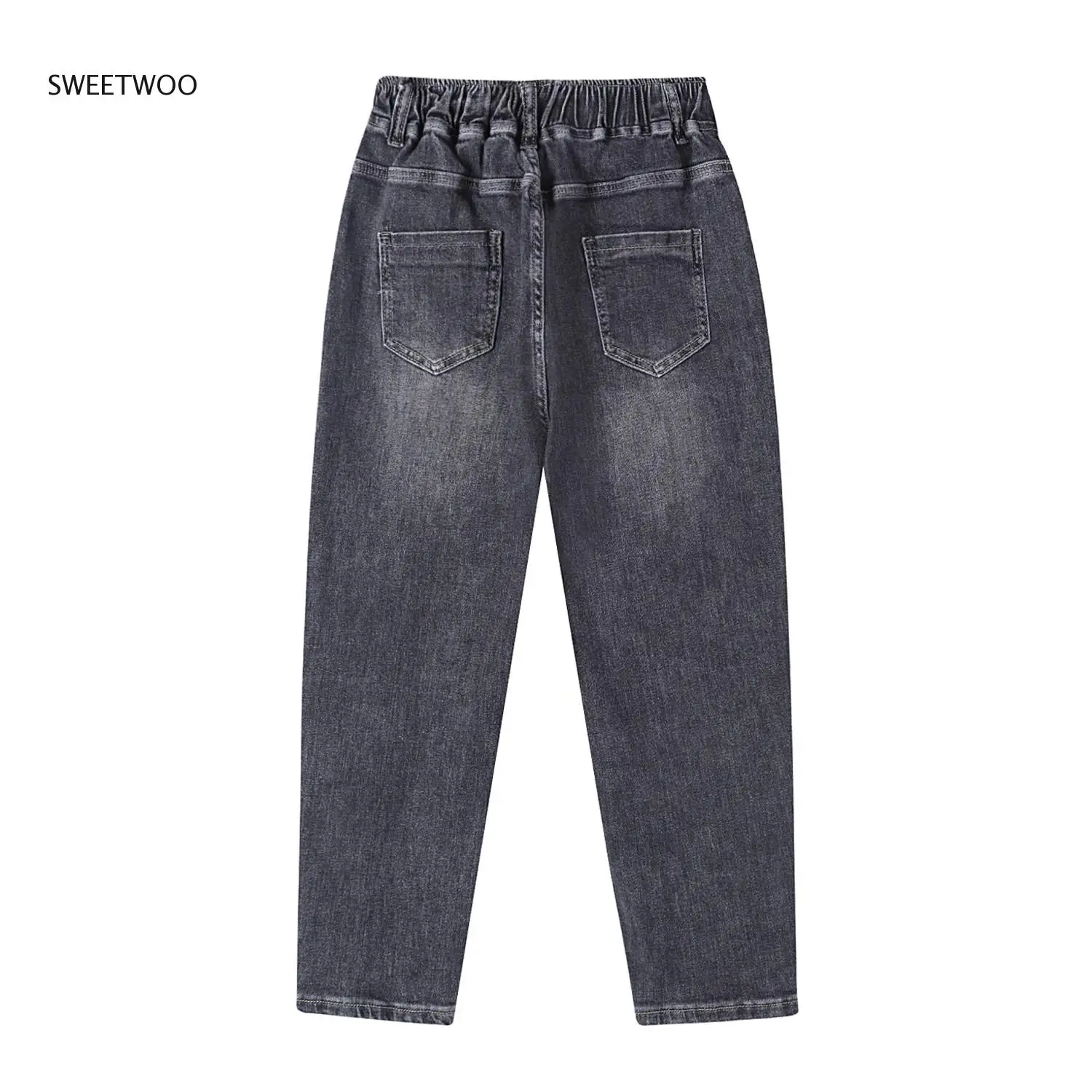 Jeans Woman High Waist Drawstring Loose Female Denim Ankle-Length New Spring Harem Pants Black Blue Fashion Tide Chic Slim 2022