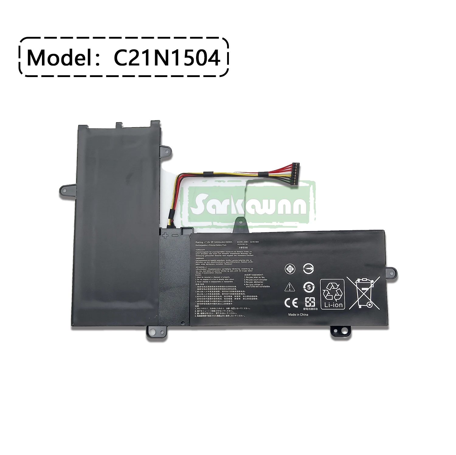 Bateria do Portátil Células para Asus Tp200safety Vp0110ts Tp200sa-fv0130t Tp200safety V0130t Série Sarkawnn-c21n1504 - Imagem 5